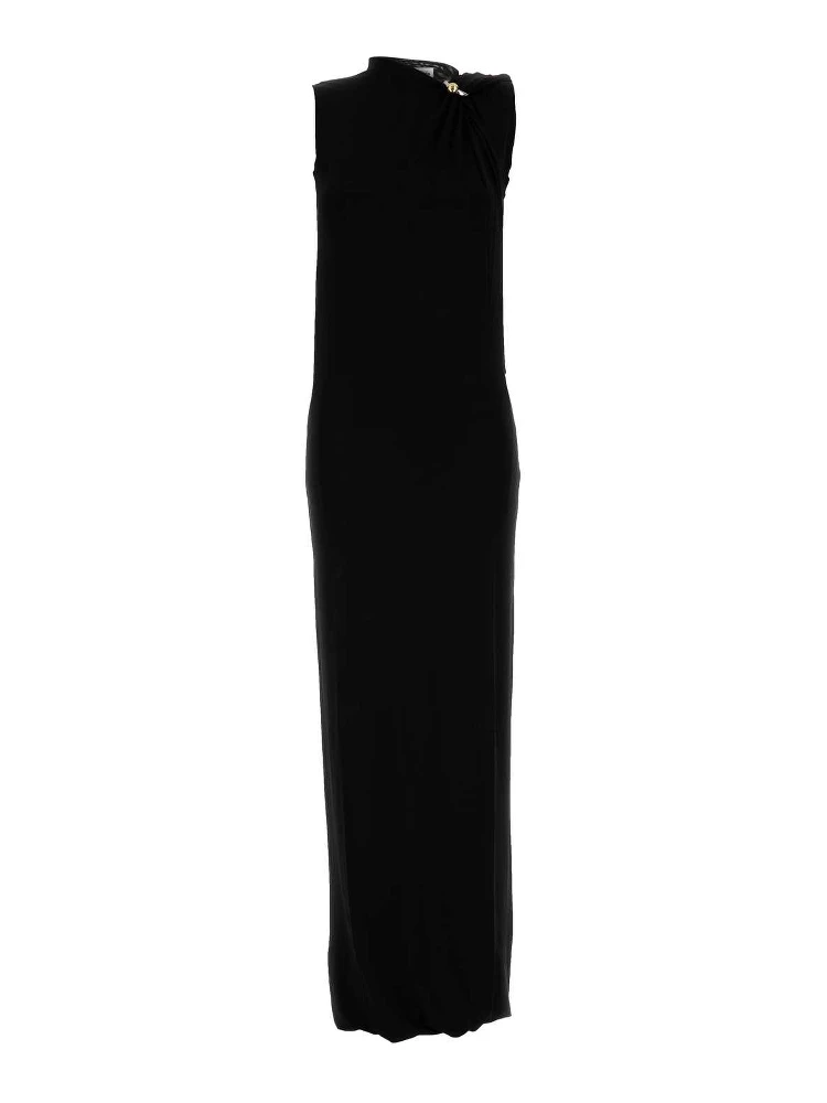 STRETCH VISCOSE DOUBLE LAYER LONG DRESS WITH GAUL