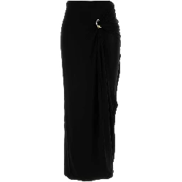 STRETCH VISCOSE DOUBLE LAYER LONG SKIRT WITH GAUL