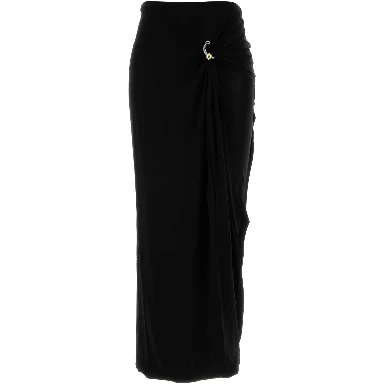STRETCH VISCOSE DOUBLE LAYER LONG SKIRT WITH GAUL