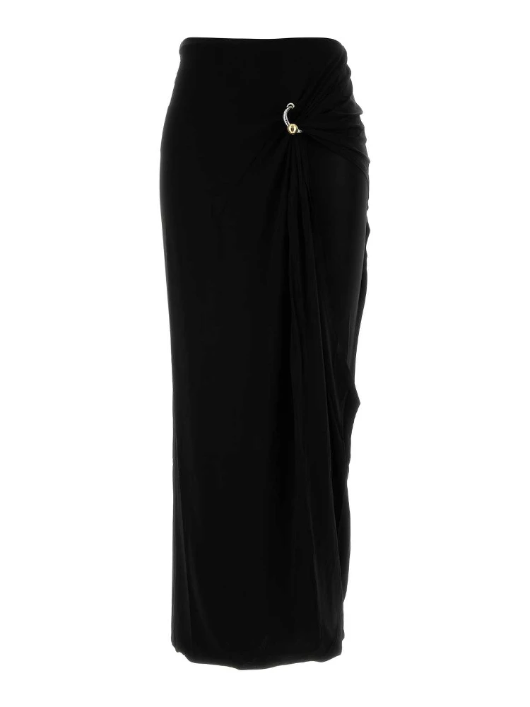 STRETCH VISCOSE DOUBLE LAYER LONG SKIRT WITH GAUL