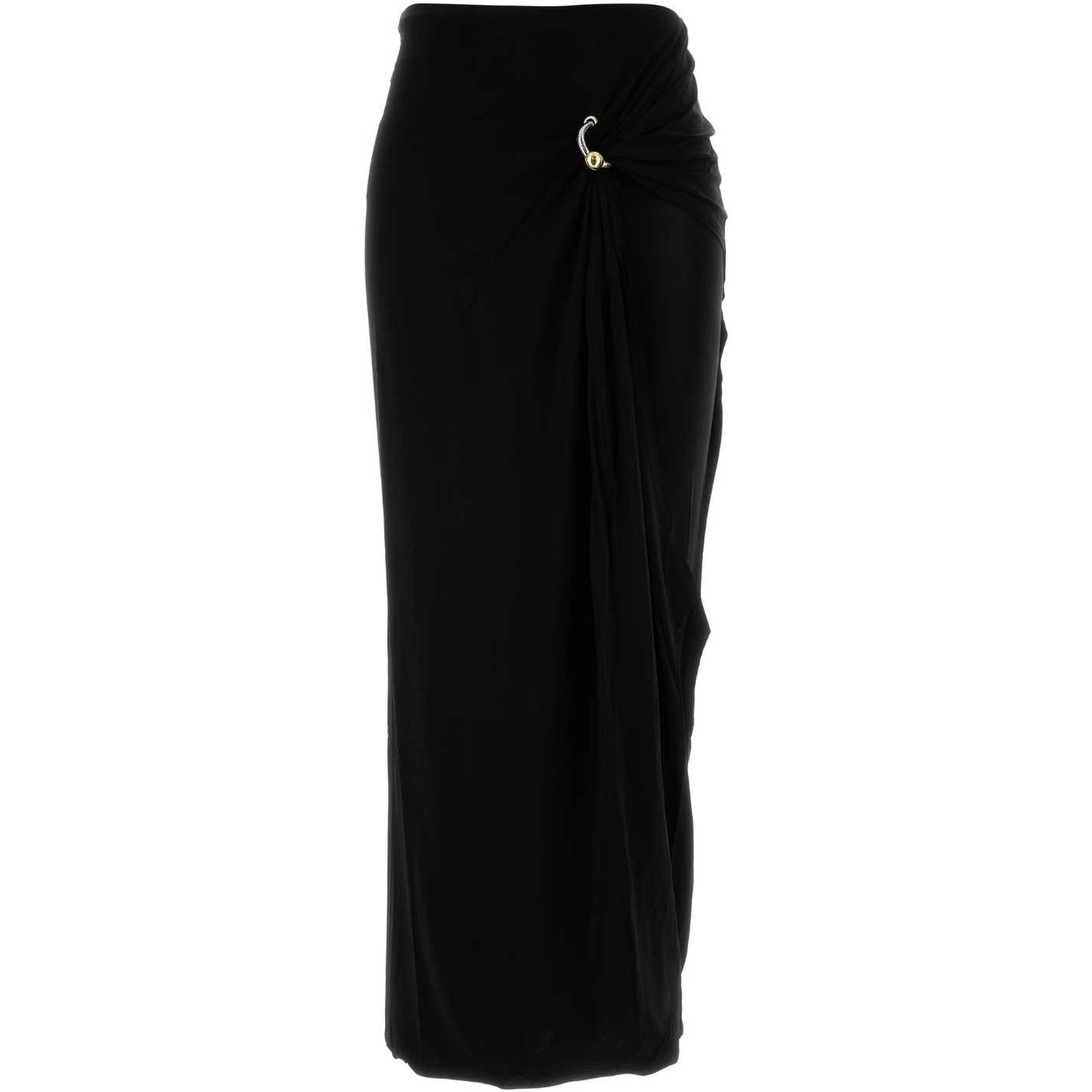STRETCH VISCOSE DOUBLE LAYER LONG SKIRT WITH GAUL