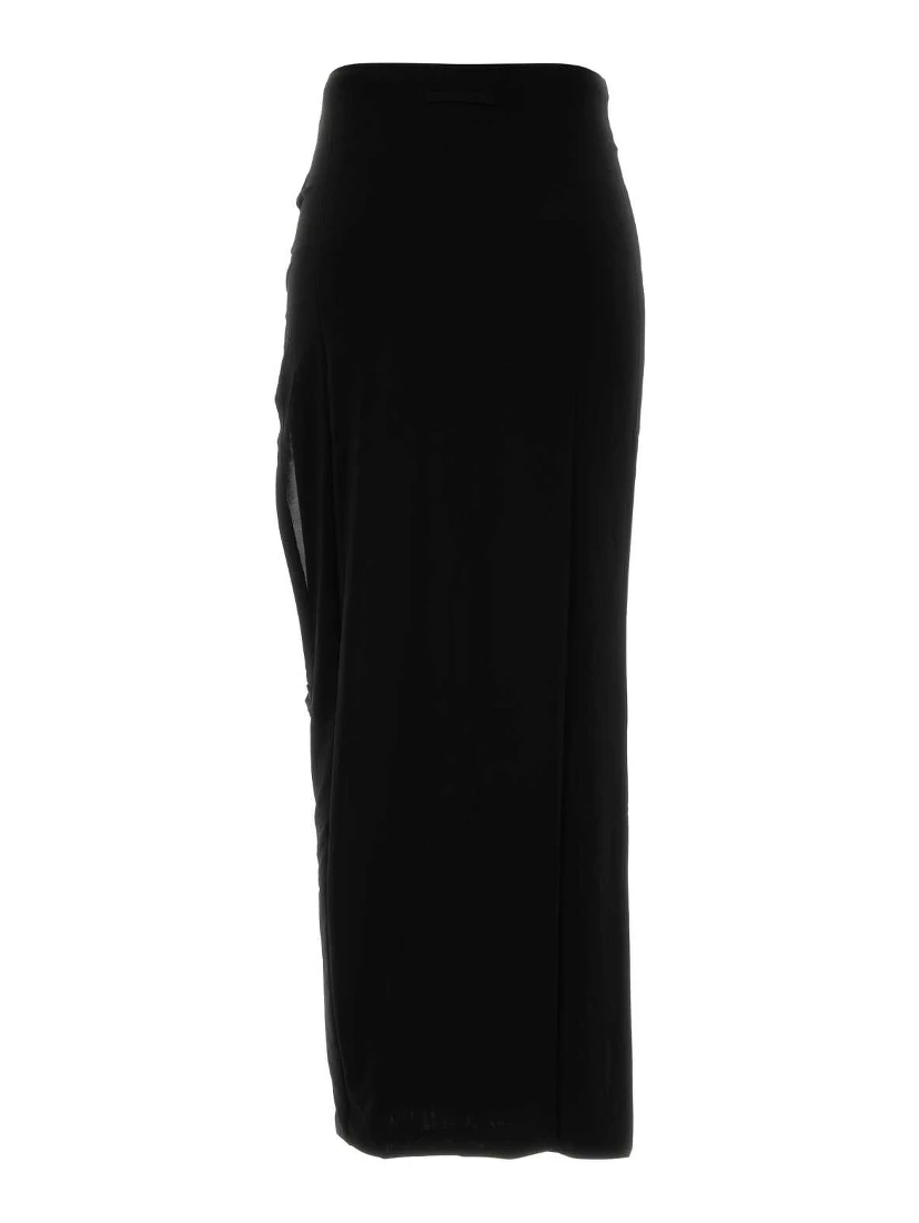 STRETCH VISCOSE DOUBLE LAYER LONG SKIRT WITH GAUL