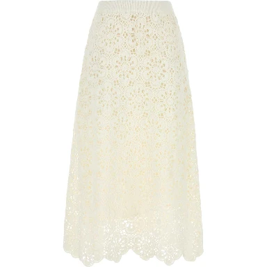 OFF-WHITE FLOWER CROCHET SKIRT