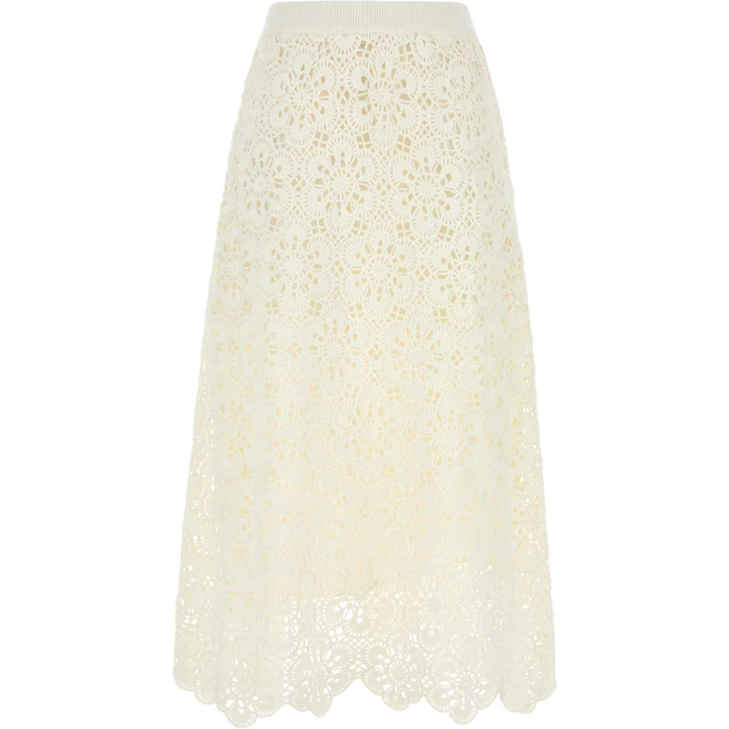 OFF-WHITE FLOWER CROCHET SKIRT
