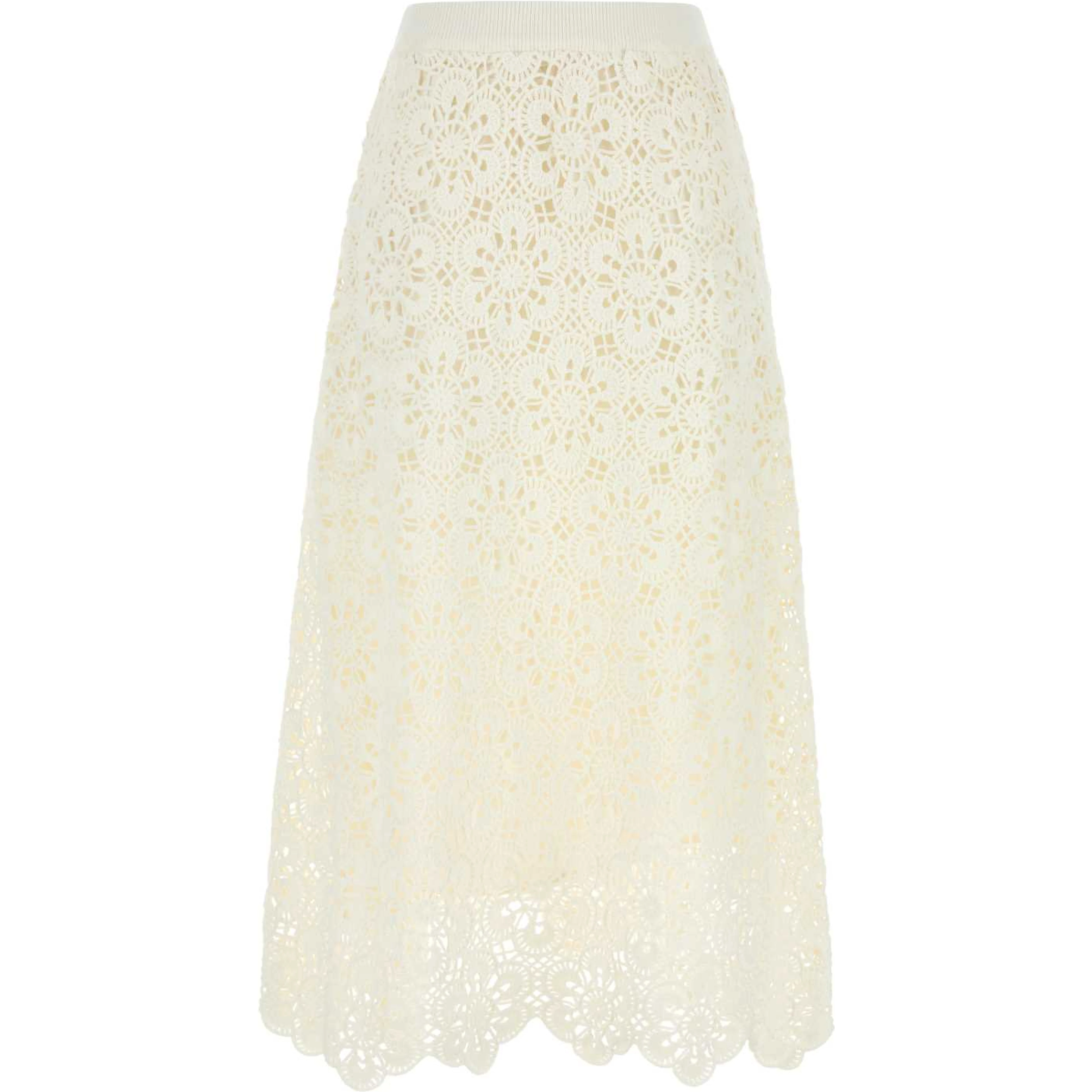 OFF-WHITE FLOWER CROCHET SKIRT