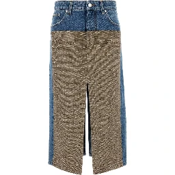 TWEED AND DENIM SKIRT