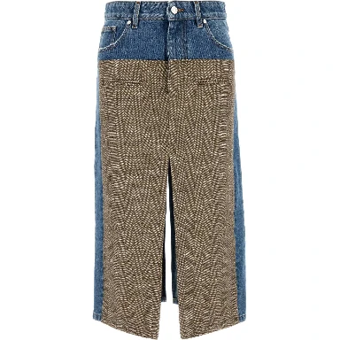 TWEED AND DENIM SKIRT