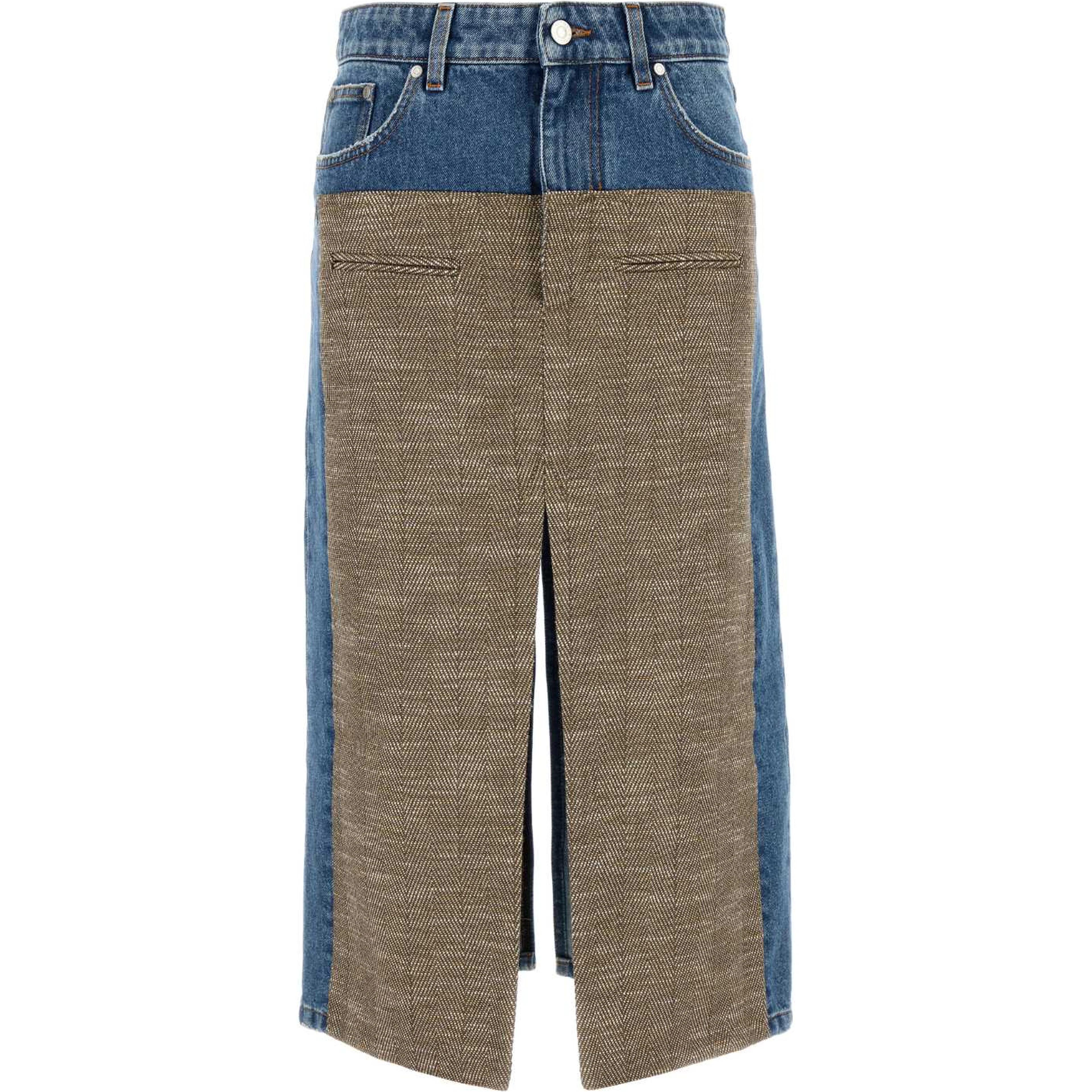 TWEED AND DENIM SKIRT