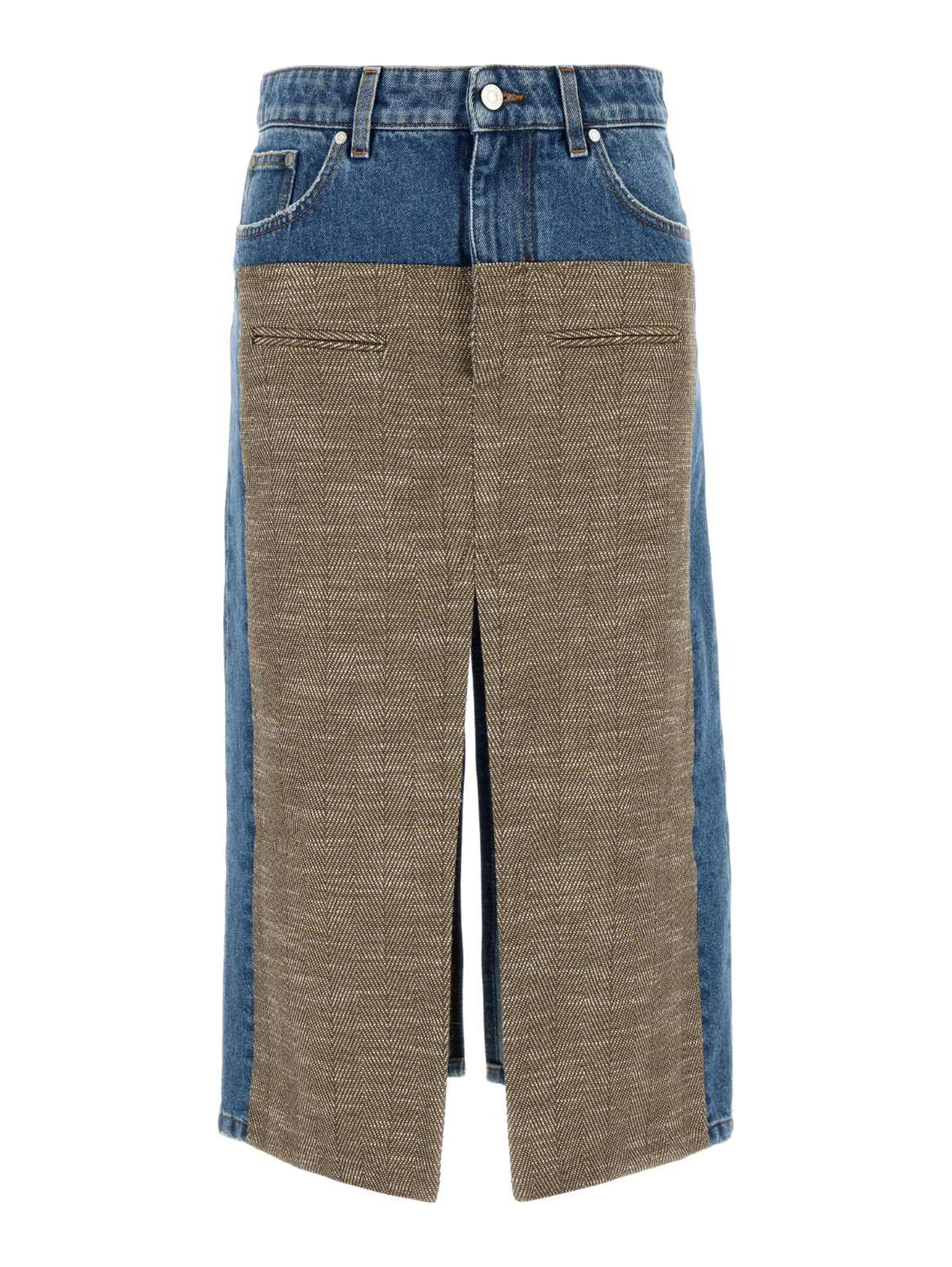 TWEED AND DENIM SKIRT