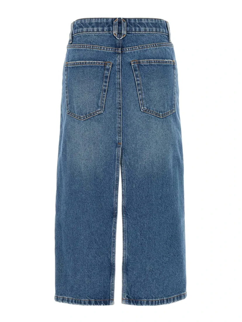 TWEED AND DENIM SKIRT