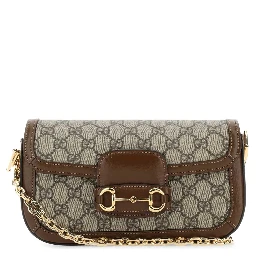 Leather and GG fabric handbag