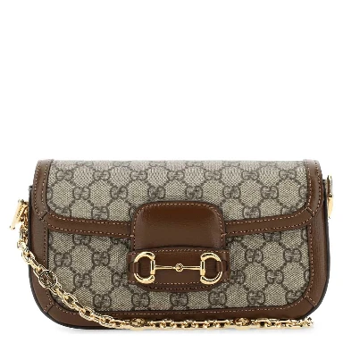 Leather and GG fabric handbag