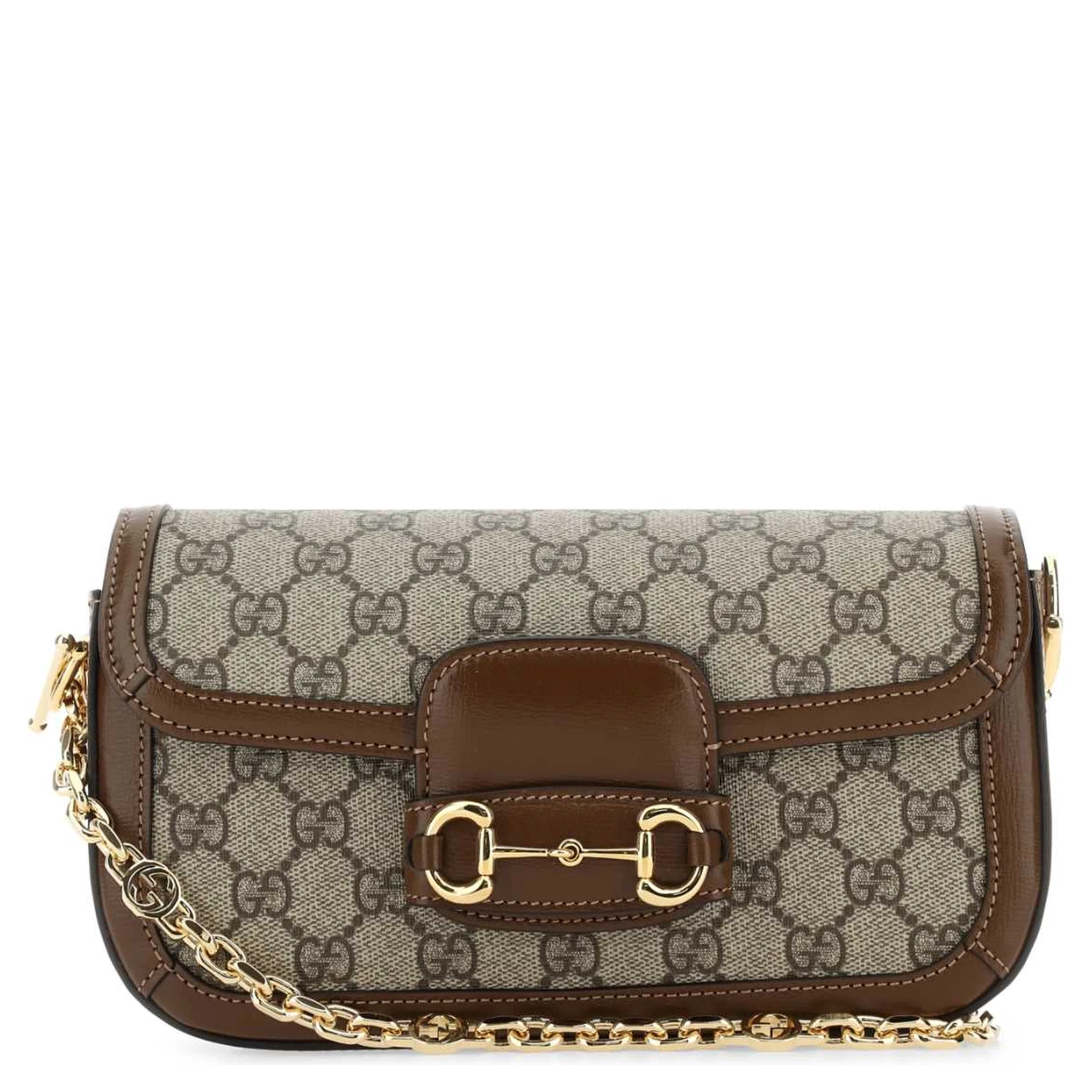 Leather and GG fabric handbag