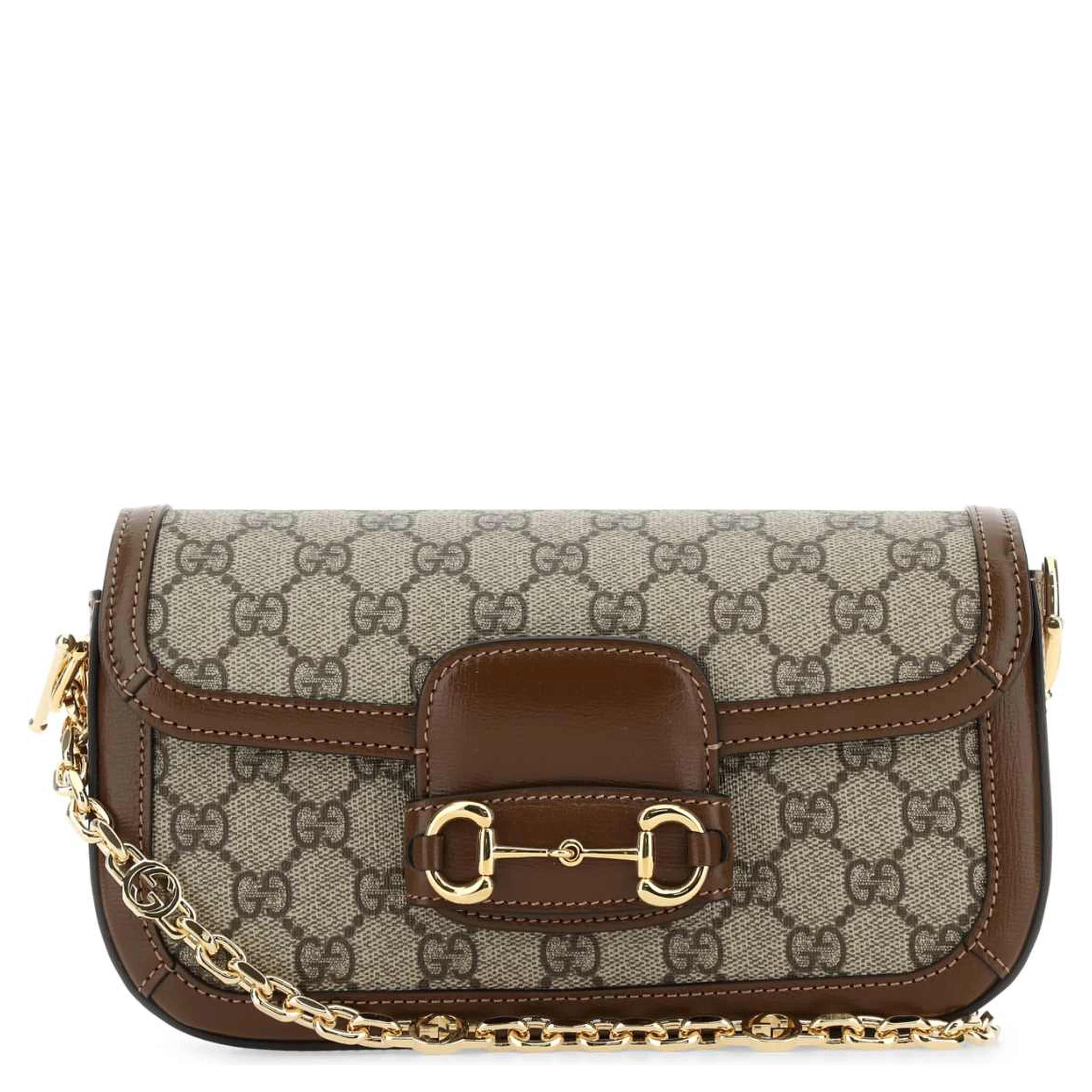 Leather and GG fabric handbag