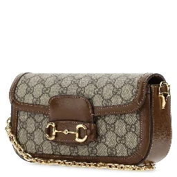 Leather and GG fabric handbag