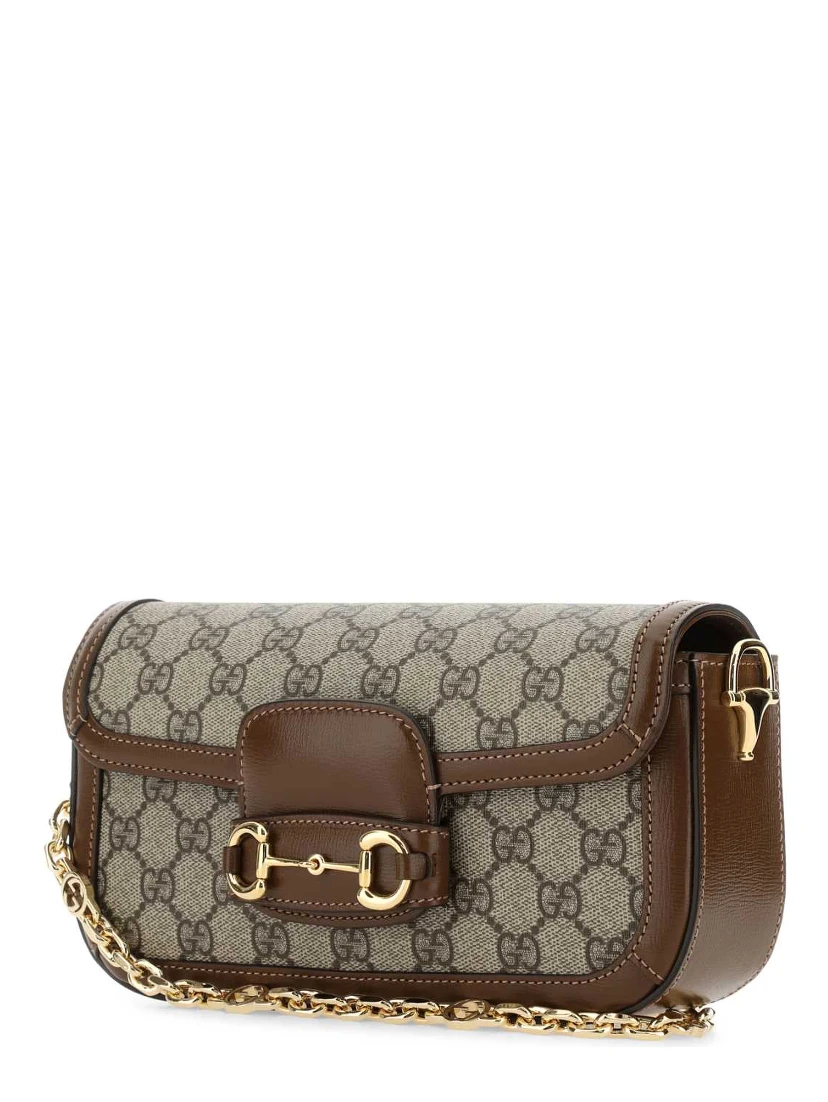 Leather and GG fabric handbag