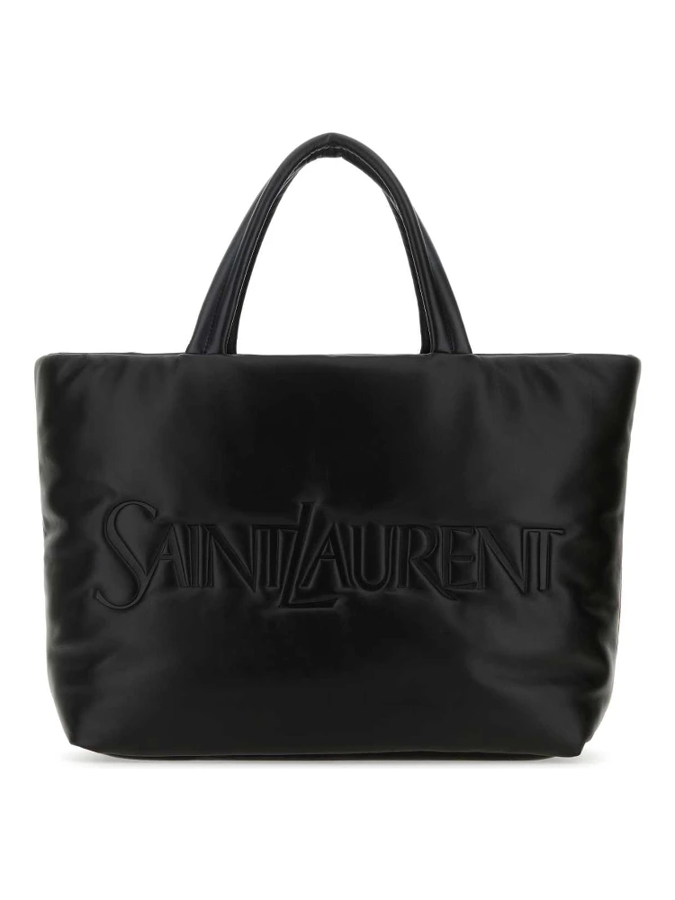 حقيبة تسوق من سان لوران مصنوعة من جلد نابا الأسود