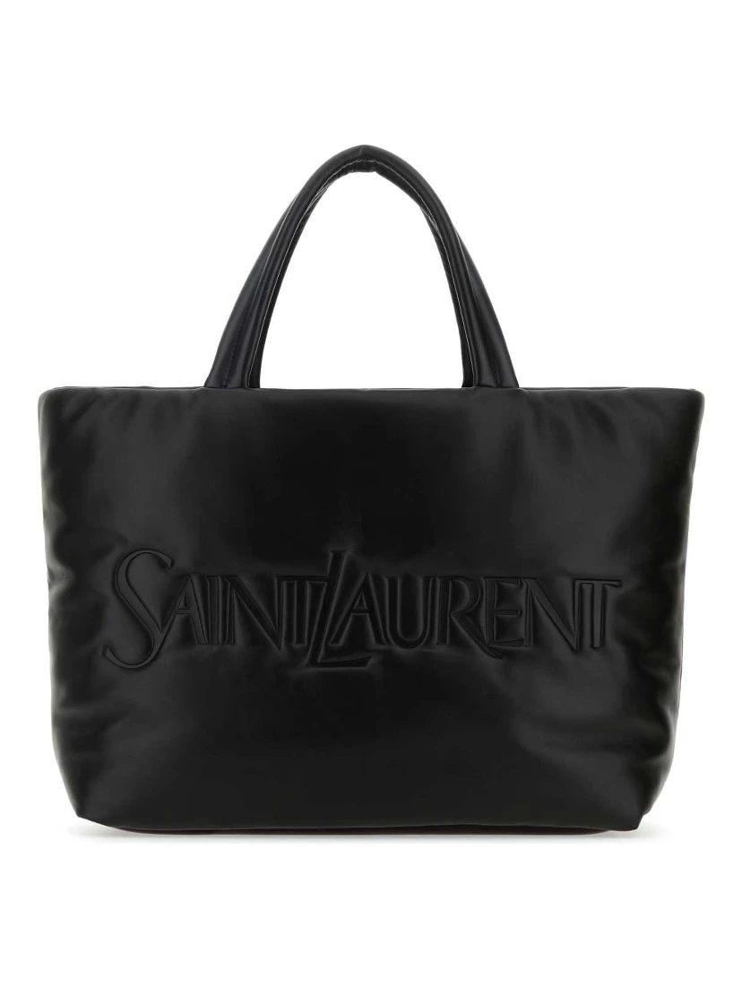 حقيبة تسوق من سان لوران مصنوعة من جلد نابا الأسود