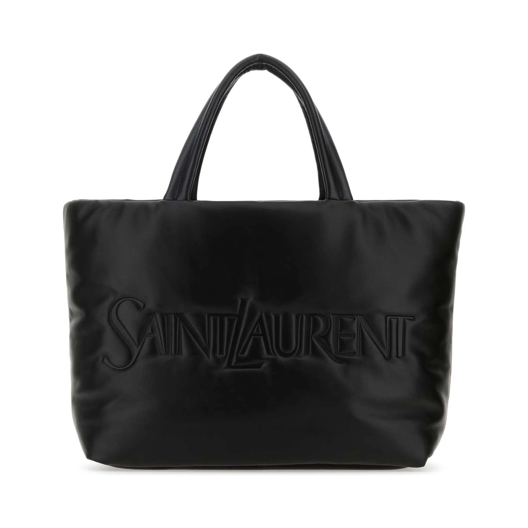 حقيبة تسوق من سان لوران مصنوعة من جلد نابا الأسود