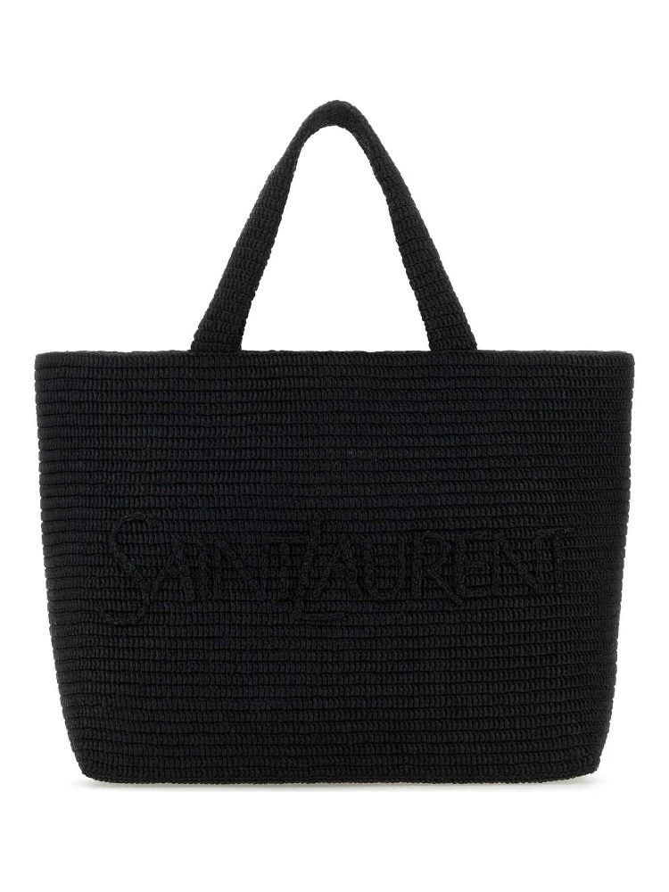 Black raffia Saint Laurent shopping bag