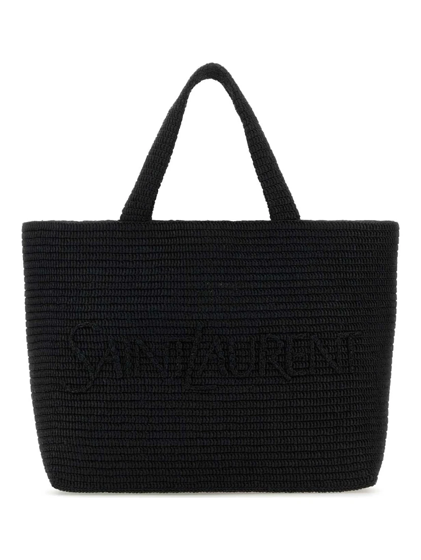 Black raffia Saint Laurent shopping bag