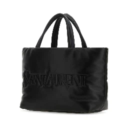 حقيبة تسوق من سان لوران مصنوعة من جلد نابا الأسود