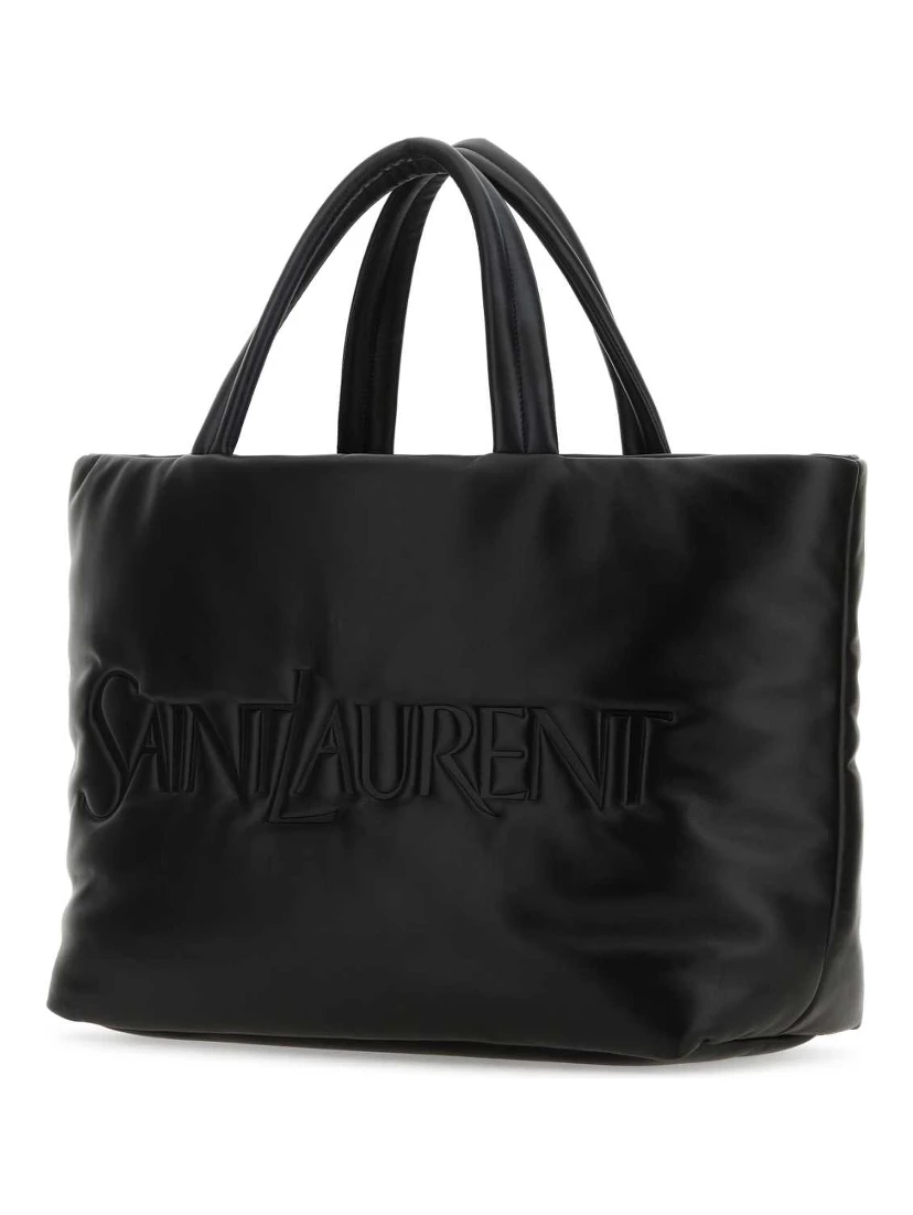 حقيبة تسوق من سان لوران مصنوعة من جلد نابا الأسود