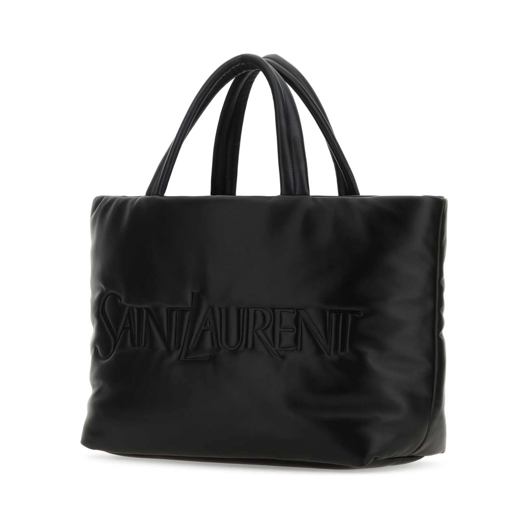 حقيبة تسوق من سان لوران مصنوعة من جلد نابا الأسود