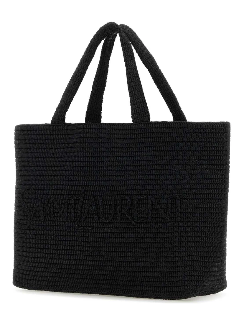 Black raffia Saint Laurent shopping bag