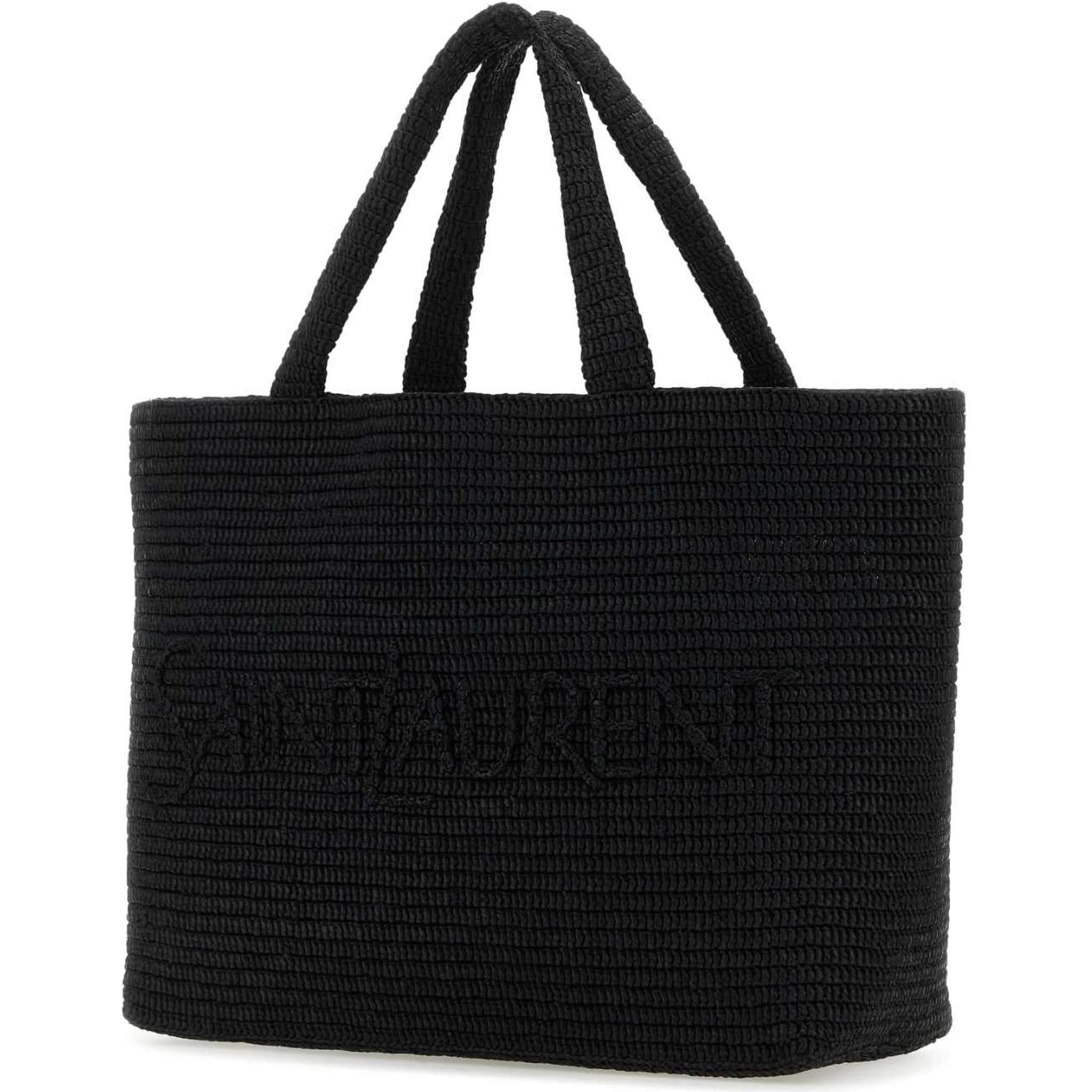 Black raffia Saint Laurent shopping bag