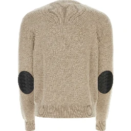 KNIT CREWNECK PATCH LEATHER INTRECCIO