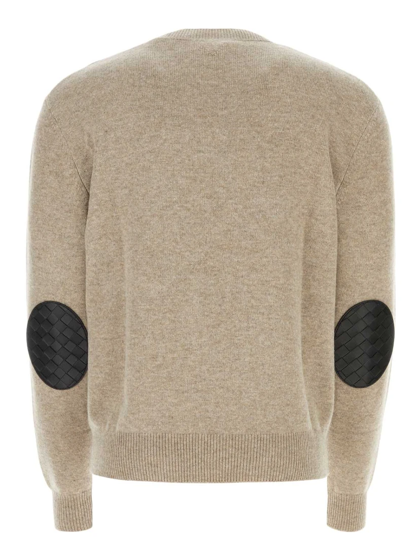 KNIT CREWNECK PATCH LEATHER INTRECCIO