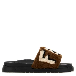 CIABATTA FUR CON LOGO FENDI