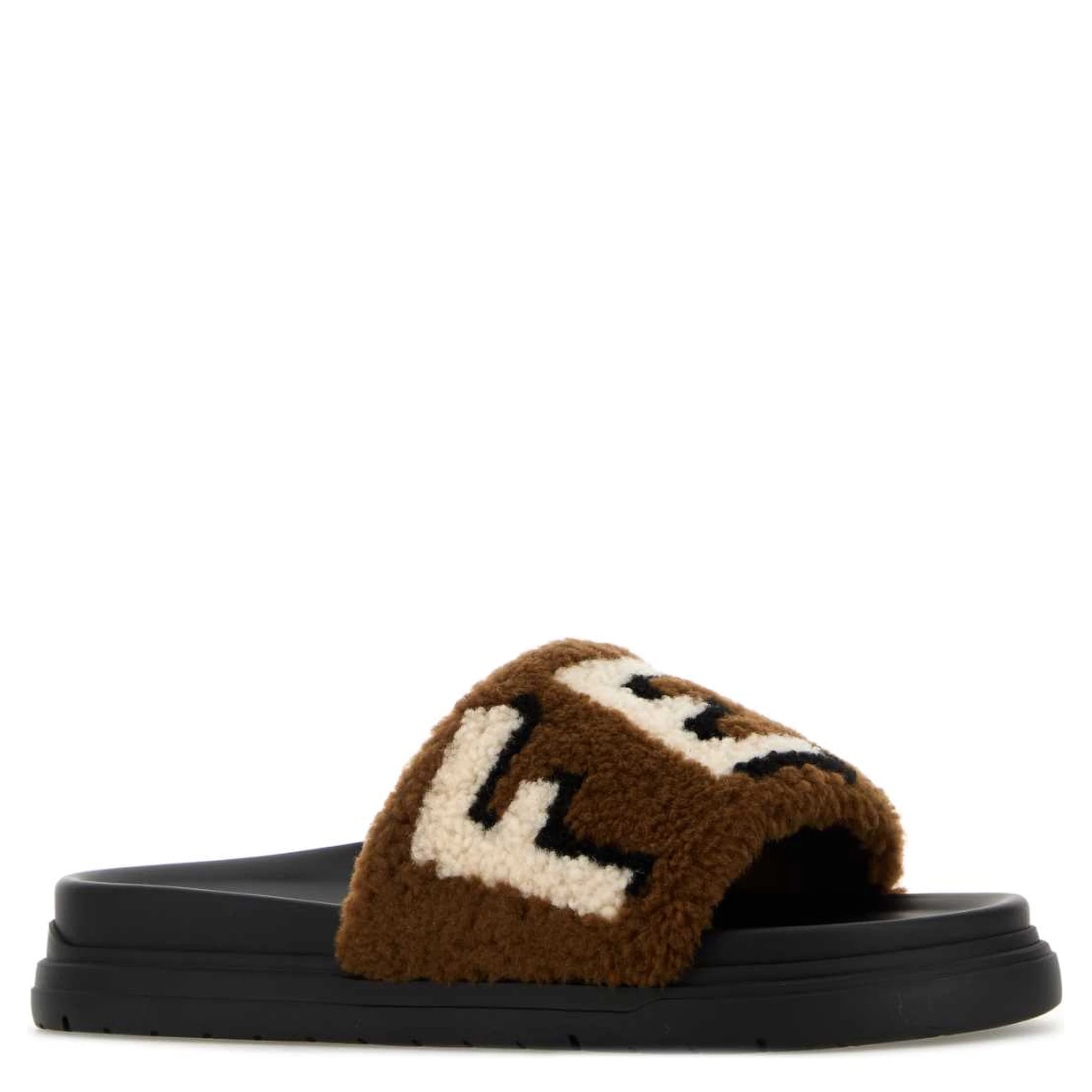 CIABATTA FUR CON LOGO FENDI