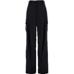 FINE WOOL WIDE CARGO TROUSERS