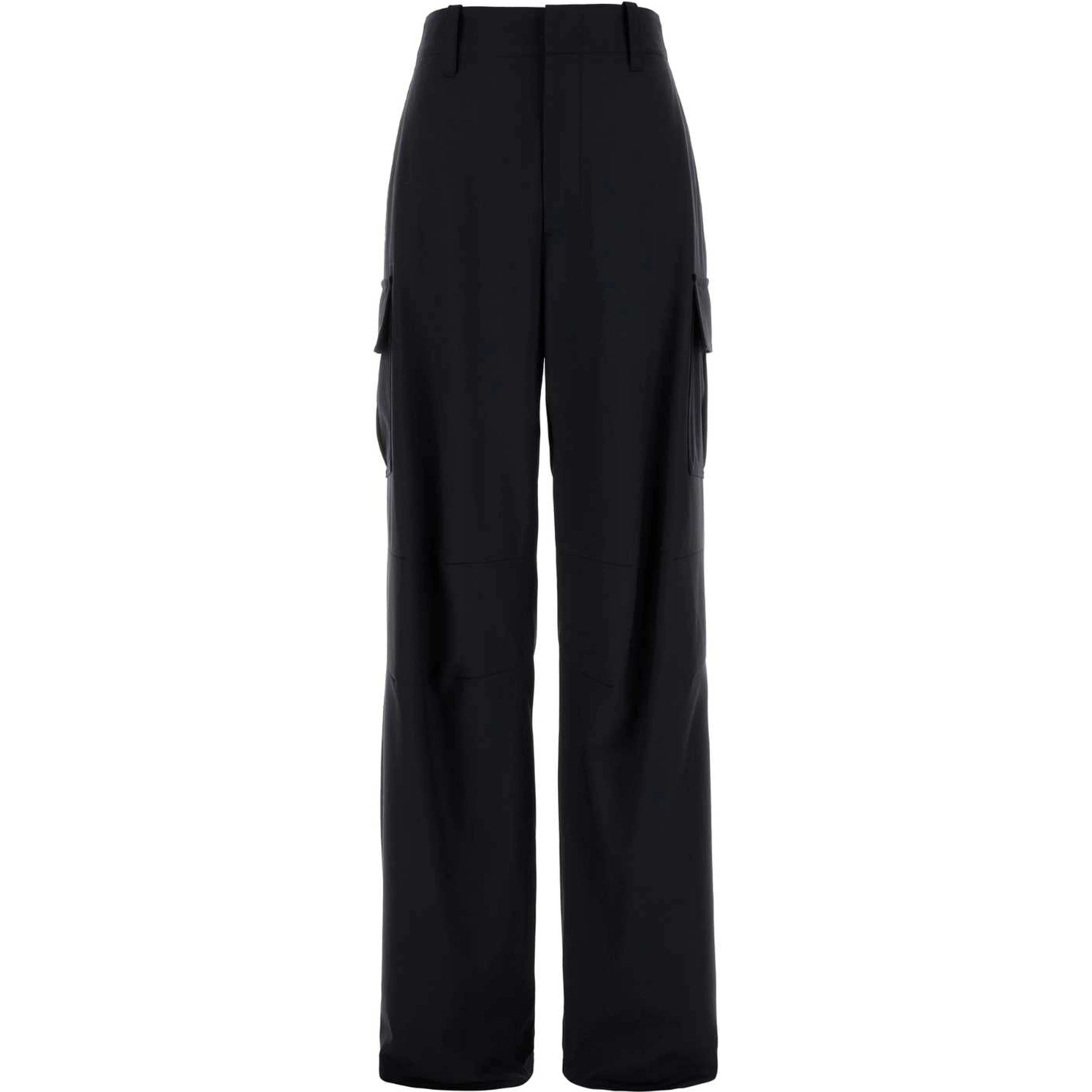 FINE WOOL WIDE CARGO TROUSERS