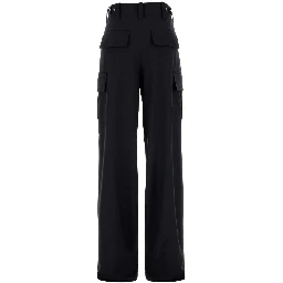 FINE WOOL WIDE CARGO TROUSERS
