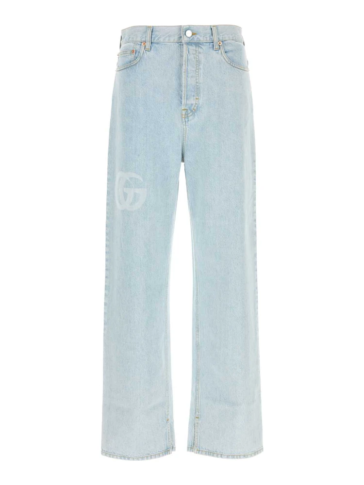 جينز فوق شعار GG بالليزر