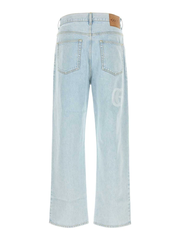 جينز فوق شعار GG بالليزر alternative