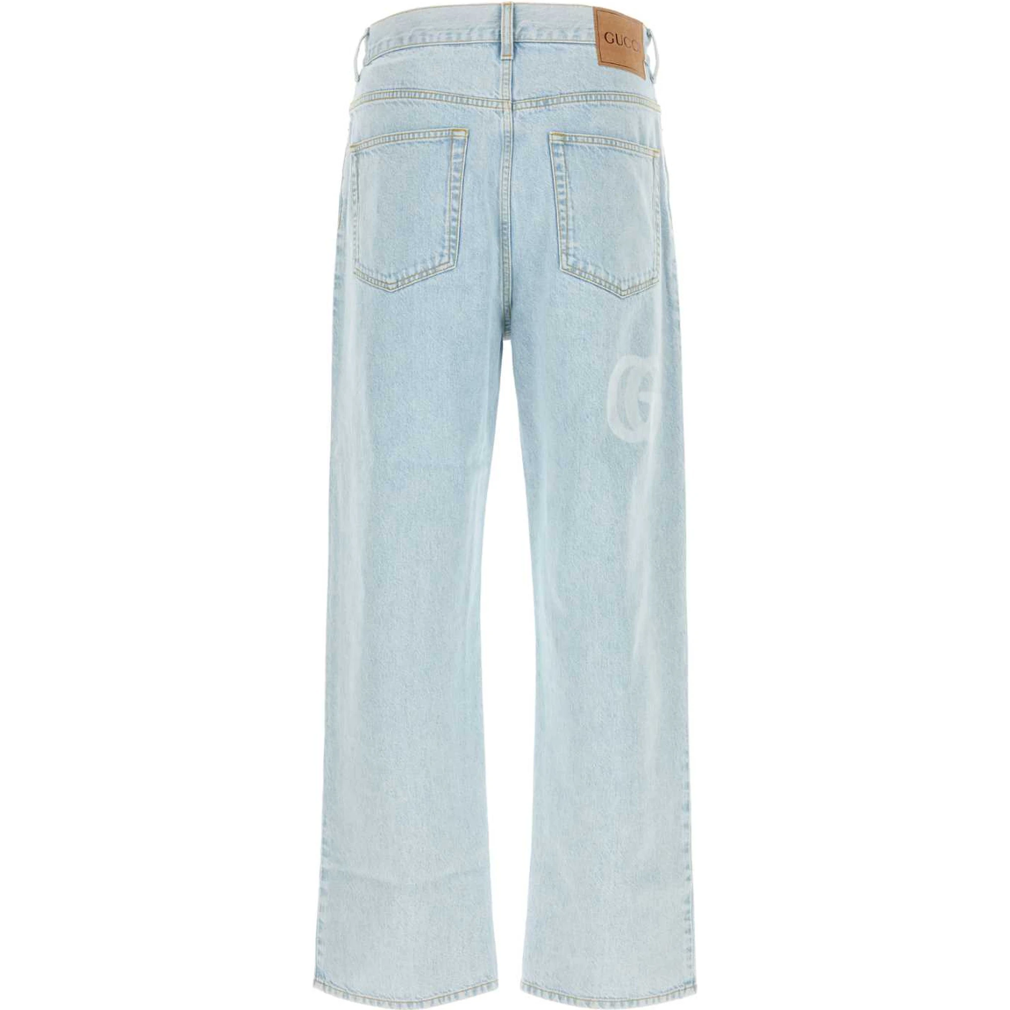 جينز فوق شعار GG بالليزر