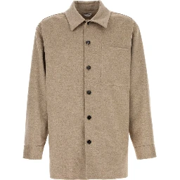 LIGHT WOOL CASH OVERSHIRT/ SANDSHELL
