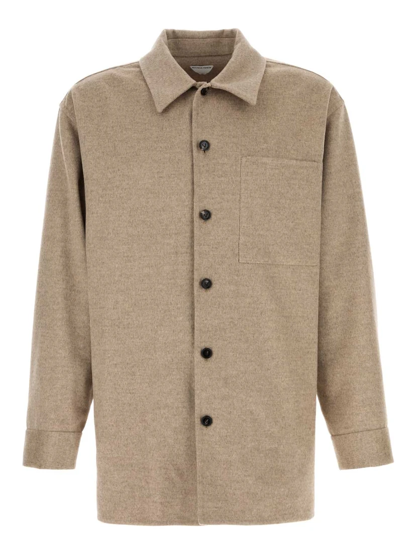 LIGHT WOOL CASH OVERSHIRT/ SANDSHELL