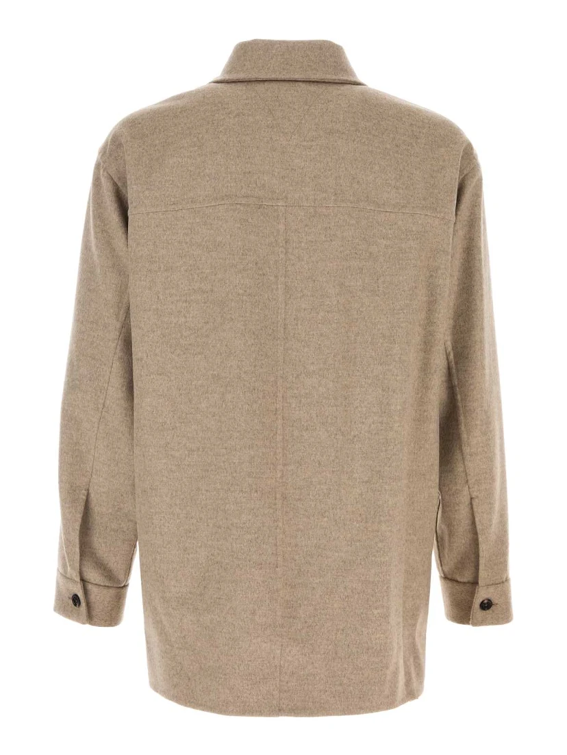 LIGHT WOOL CASH OVERSHIRT/ SANDSHELL