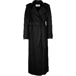 WOMEN LONG TRENCH DOUBLE STITCHING PRESSED WOOL