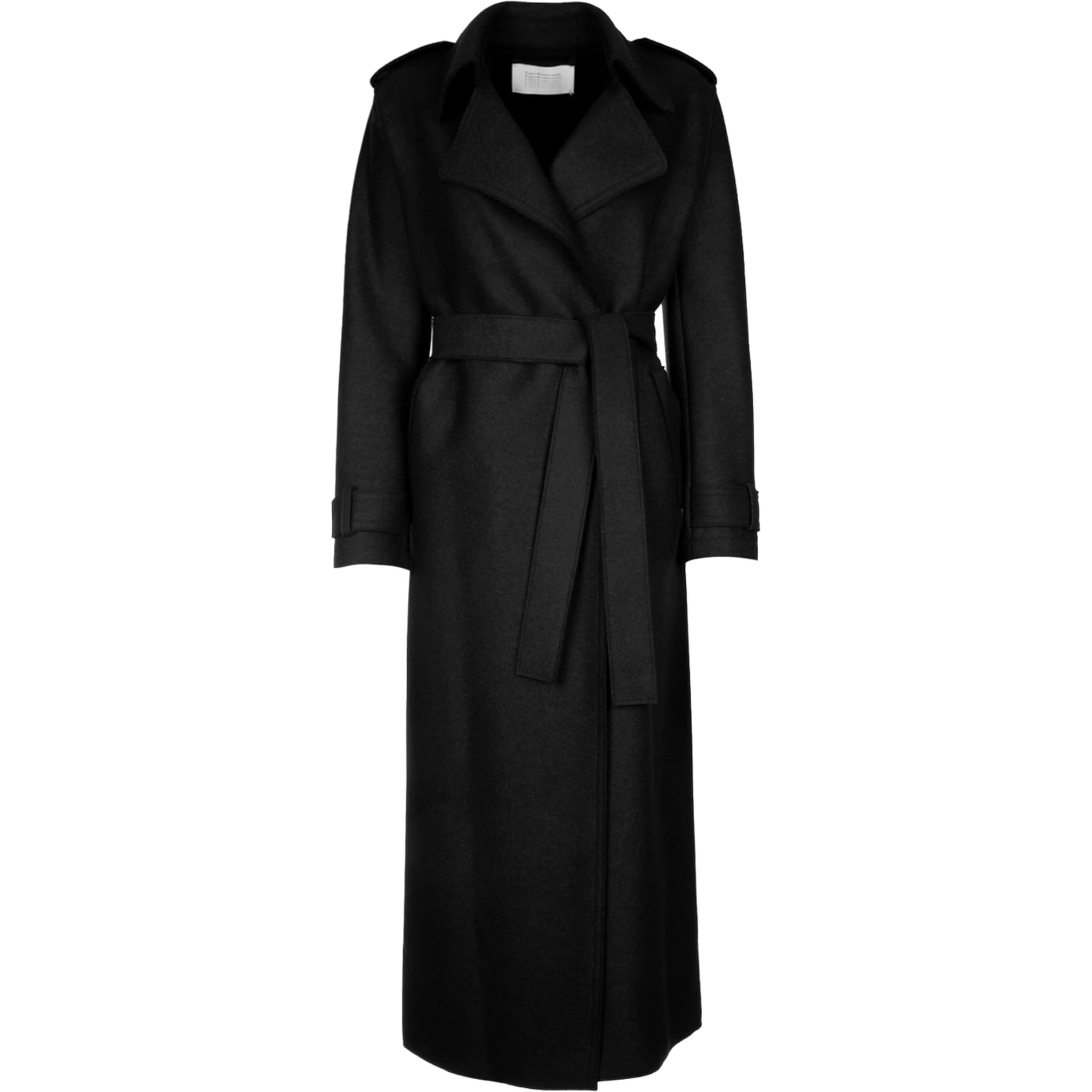WOMEN LONG TRENCH DOUBLE STITCHING PRESSED WOOL
