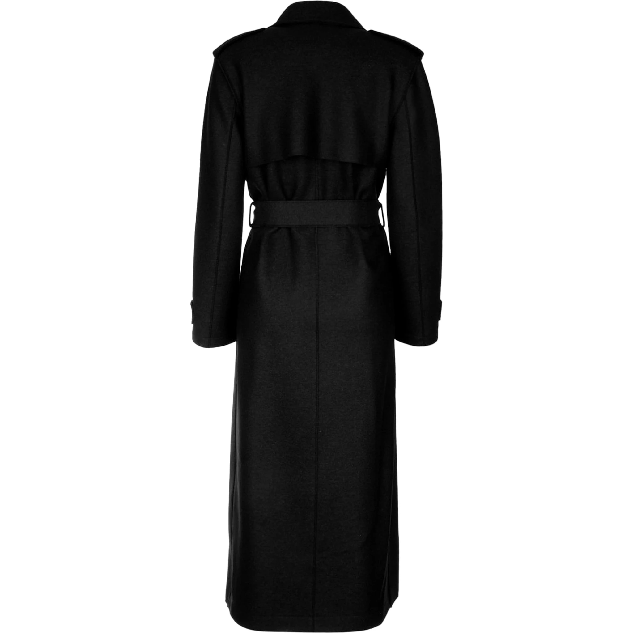 WOMEN LONG TRENCH DOUBLE STITCHING PRESSED WOOL