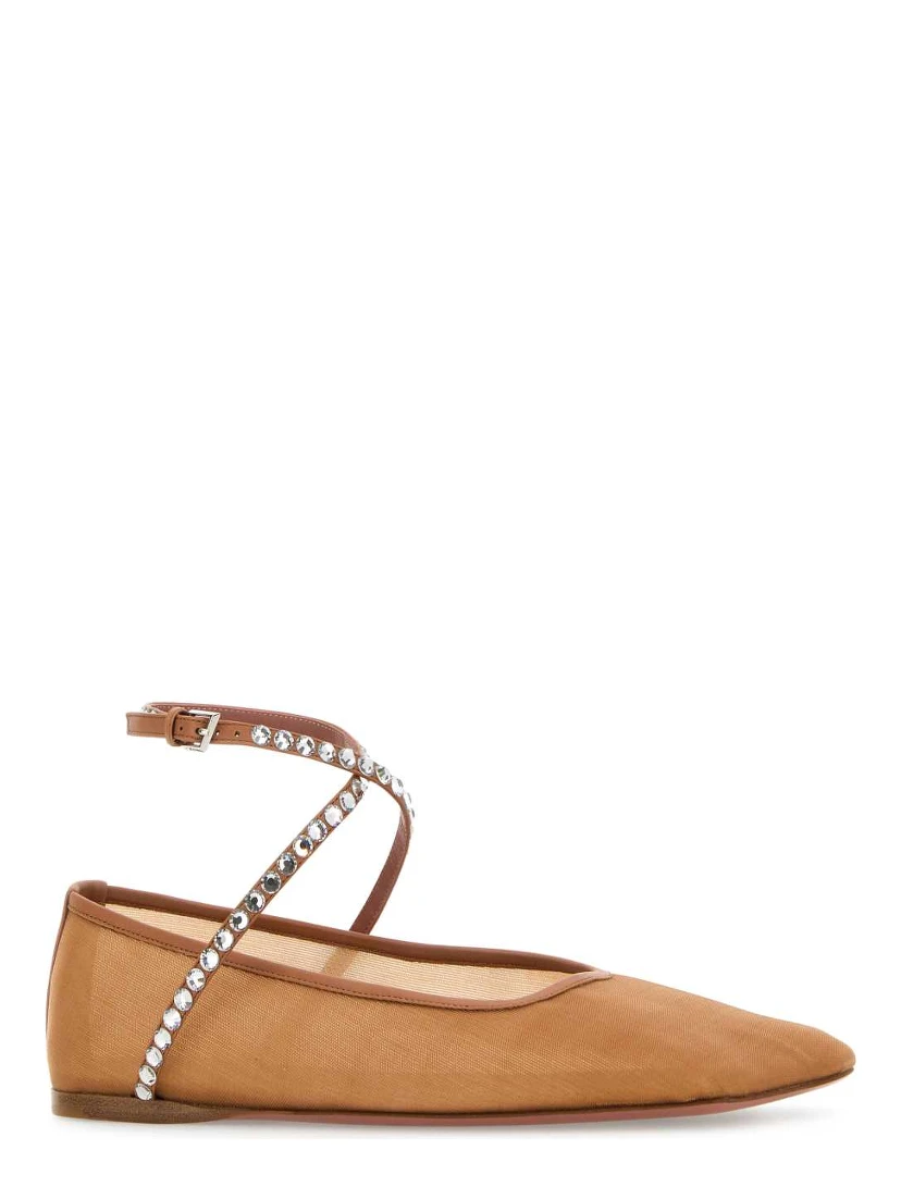 ANE MESH FLAT MESH BEIGE + WHITE CRYSTALS