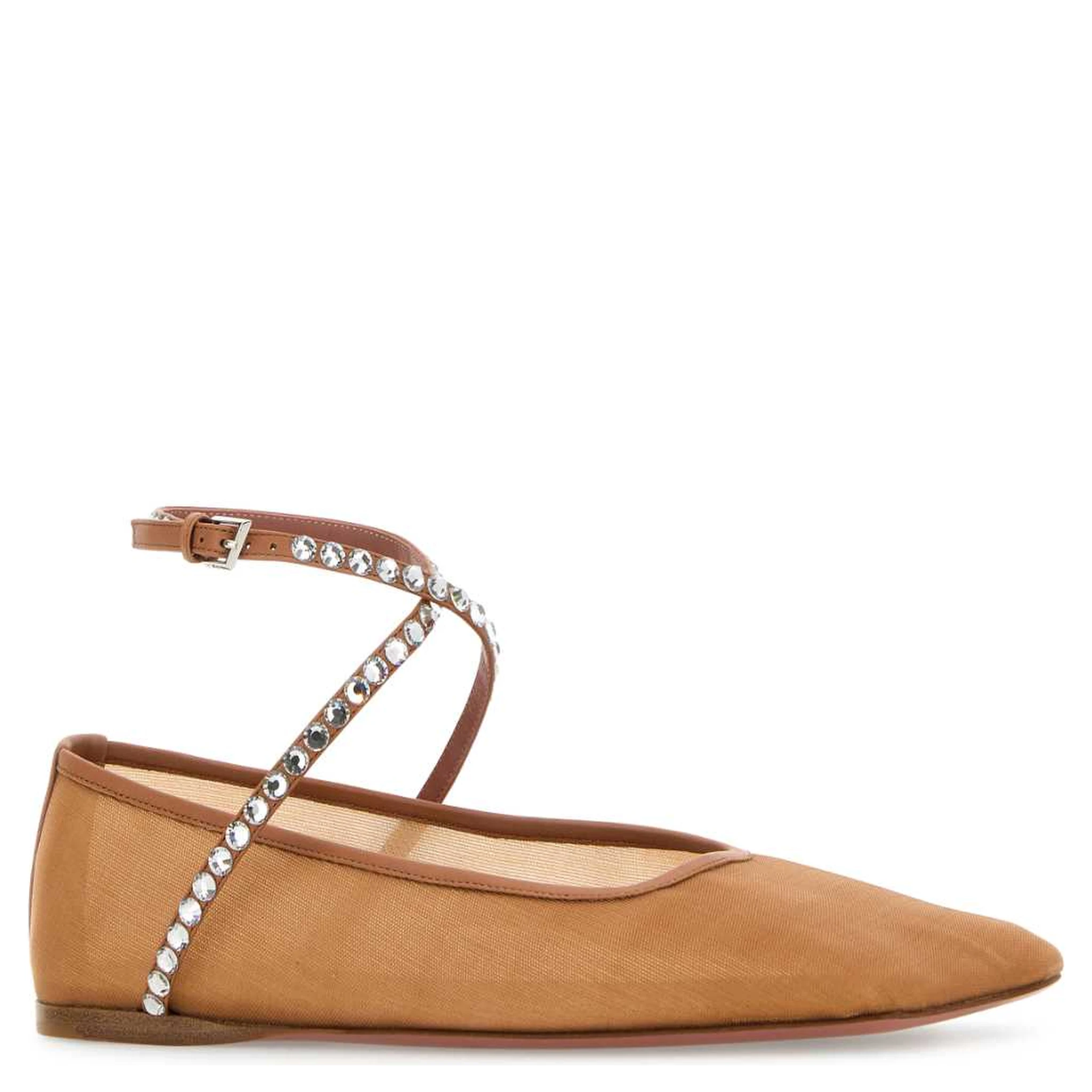 ANE MESH FLAT MESH BEIGE + WHITE CRYSTALS