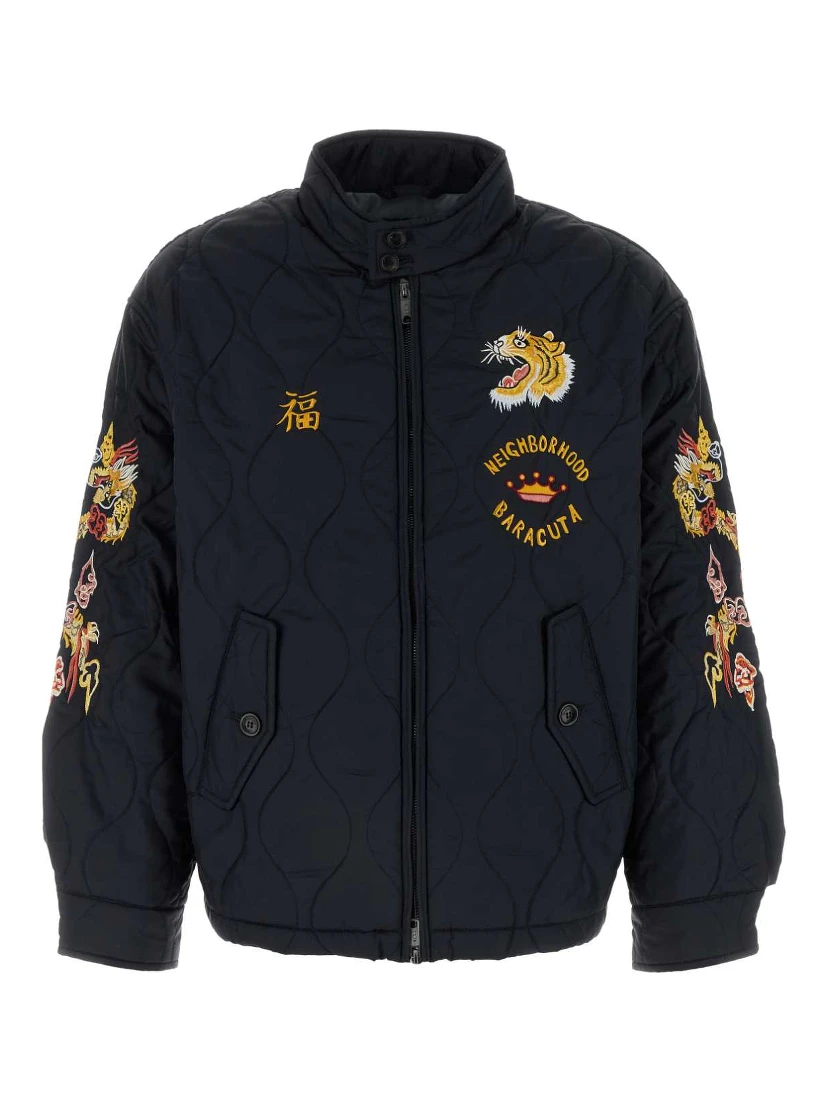 Jacket Quilted Nylon Contrasting Embroideries