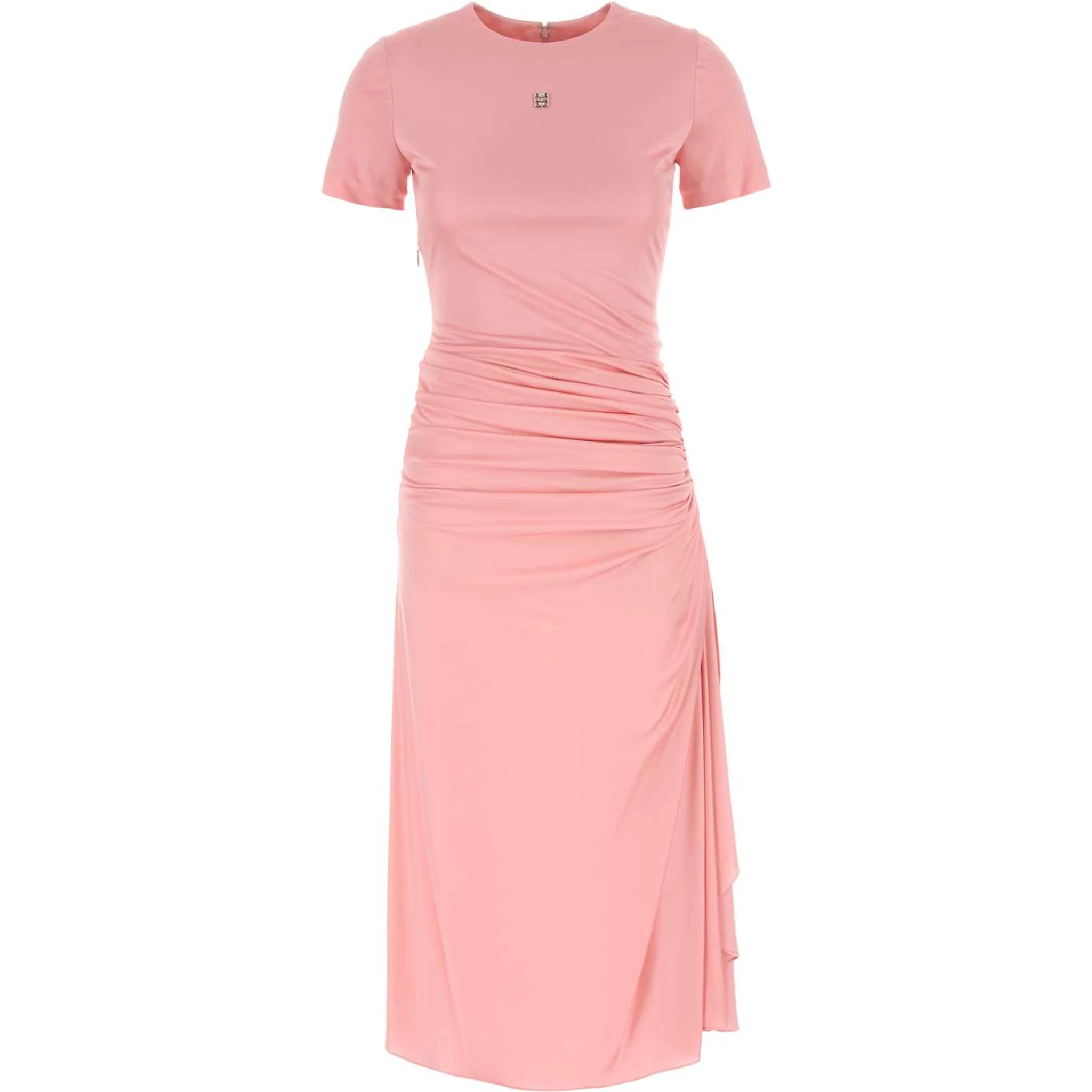 SMOCK WAIST DRAPED JERSEY DRESS